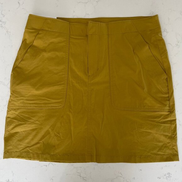 Eddie Bauer Horizon HR Skort w Liner Shorts Hi Rise UPF 50+ Active Gold Sz 8 NWT - Picture 1 of 12